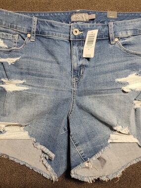 torrid Light Wash Ripped Denim Shorts